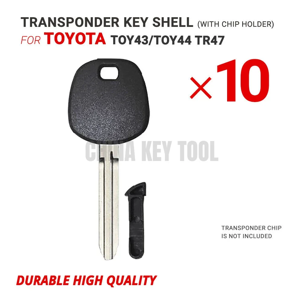 Coque de clé à transpondeur avec lame pour Toyota, porte-puce, TOY43, TOY44, TR47, 10 pièces