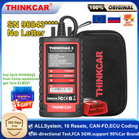 THINKCAR Thinkdiag 2 Full System Diagnostic Tool Support CAN FD ECU Coding Bi-Directional OBD2 Scanner 16 Service 1 Year Free