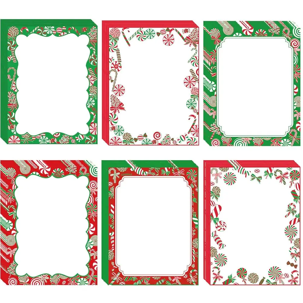 

180 Sheets Christmas Stationery Paper Peppermints Candy Canes Stationery Paper Holiday Letter Sheet for Notes Xmas Greeting C