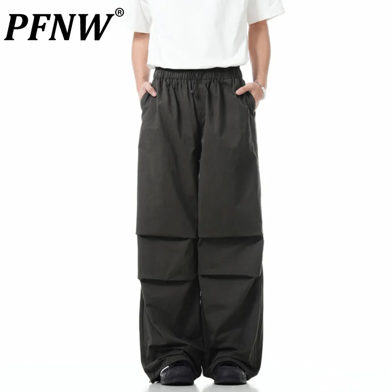 

PFNW American Hip-hop Street Pleated Cargo Pants Men's New Autumn Drawstring Loose Casual Straight Leg Trousers Trendy 28W4267