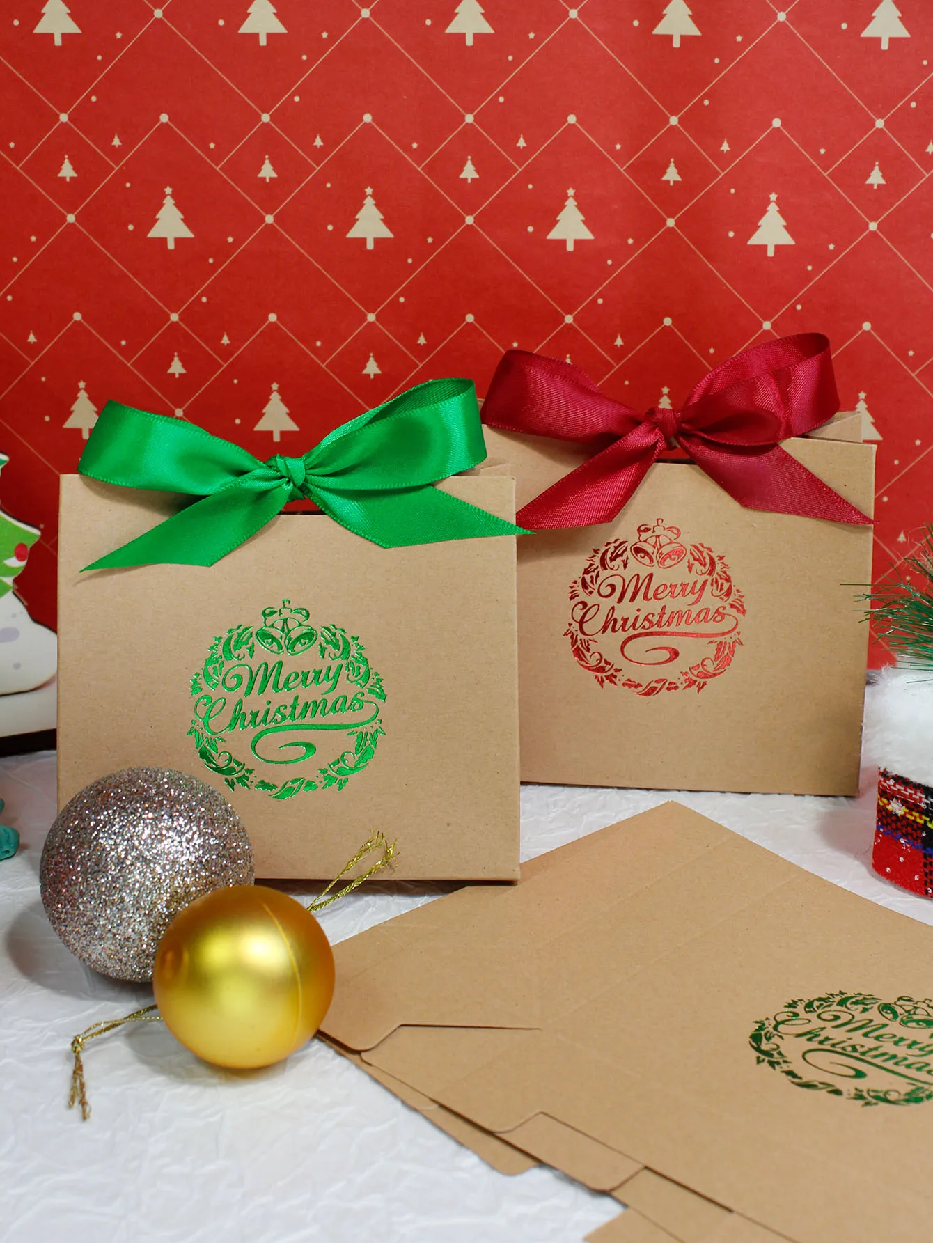 Merry Christmas Candy Gift Box Kraft Paper Cookies Gift Packing Box Bags 2023 Xmas Party Home Decoration New Year 2024