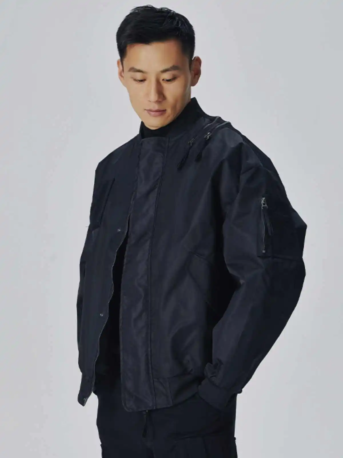 

American Retro MA Pilot Jaet Men's Loose Baseball Sle Spring Autumn Casual Flight Suit Windproof Long Sve Zipper Closure