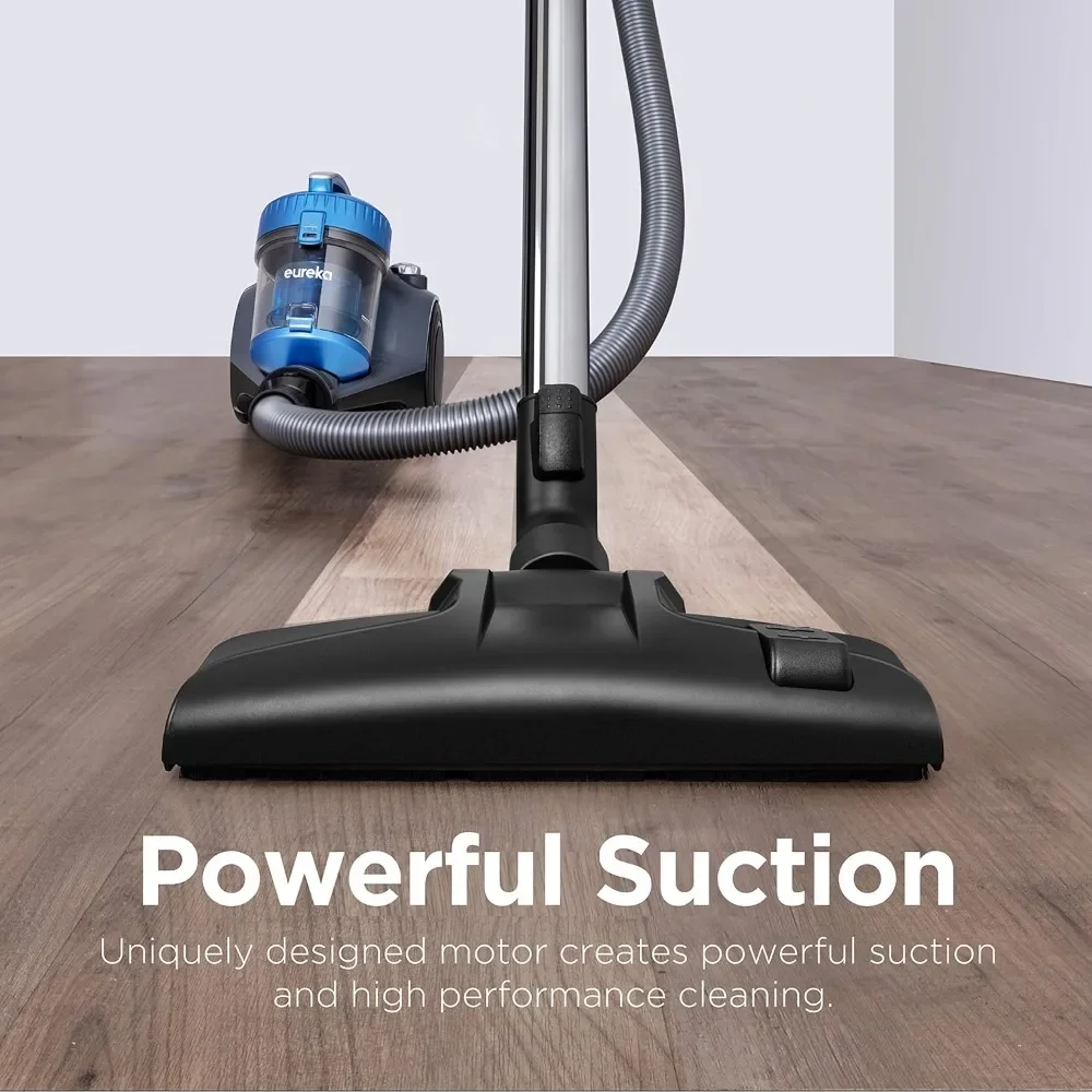 Bagless Canister Vacuum Cleaner, Automatic Cord Rewind, Washable Filter Lightweight Vac for Carpets and Hard Floors