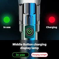 High Strong Power Led Flashlights 2000LM Tactical Torch with Display Light USB Charging Camping Fishing Emergency Zoom Lantern 4