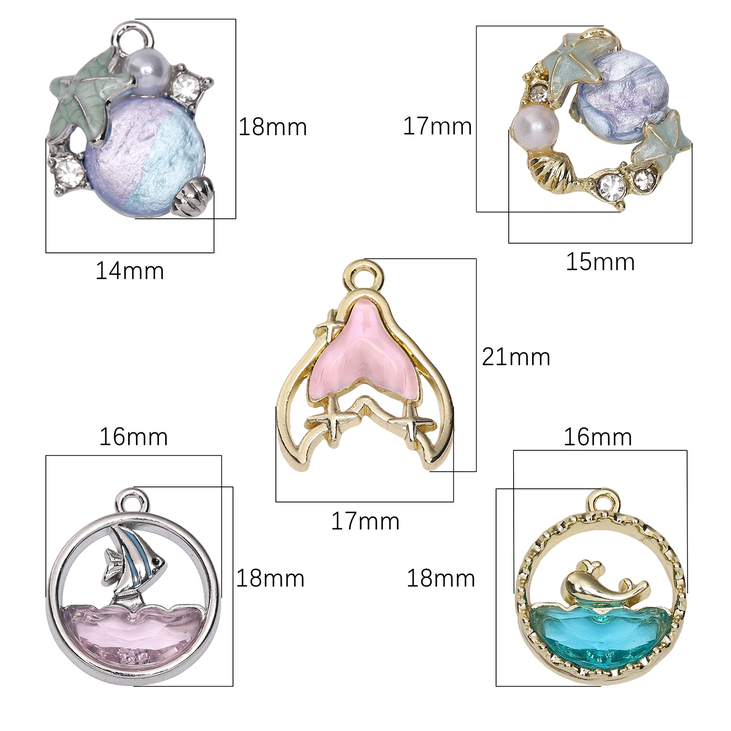 كريستال الخرز الزركون البحرية ذيل السمكة قلادة جالبة للحظ لصنع المجوهرات أقراط قلادة سوار ذاتي الصنع إكسسوارات الديكور سحر