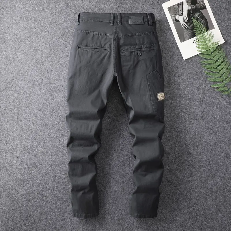 2024 Summer New Long Pants for Men's Workwear Versatile Slim Fit Small Feet Trendy Japanese Denim Casual Pants