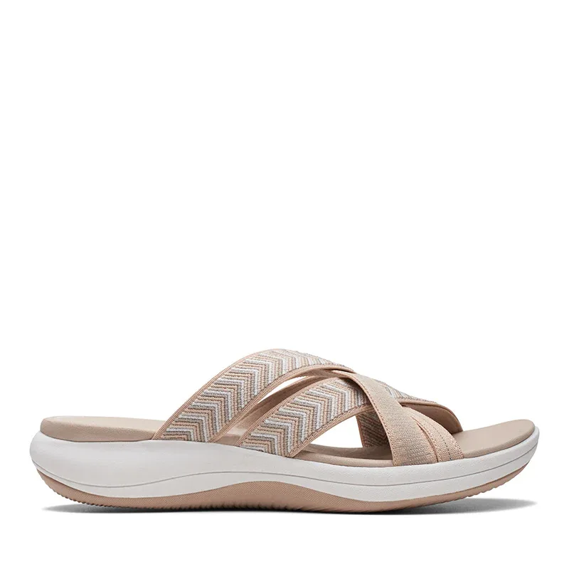 Sandalias cruzadas de fondo grueso para mujer, zapatillas de verano, sandalias suaves de Punta abierta, ligeras, planas, suela suave cruzada,