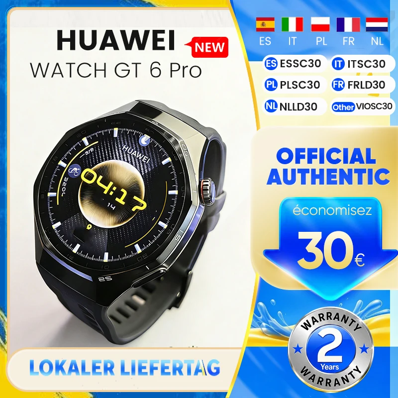 Montre connectée GPS HUAWEI Watch GT 6 Pro 46 mm, écran tactile AMOLED 1,47'', niveau professionnel pour le cyclisme