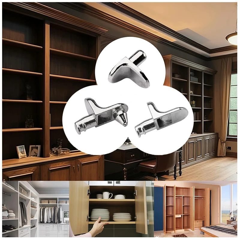 16/32 PCS Cabinet Shelf Pegs, 5mm (0.2 Inch) Bracket-Style Shelf Support Pegs for Kitchen Cupboard Closet Shelves