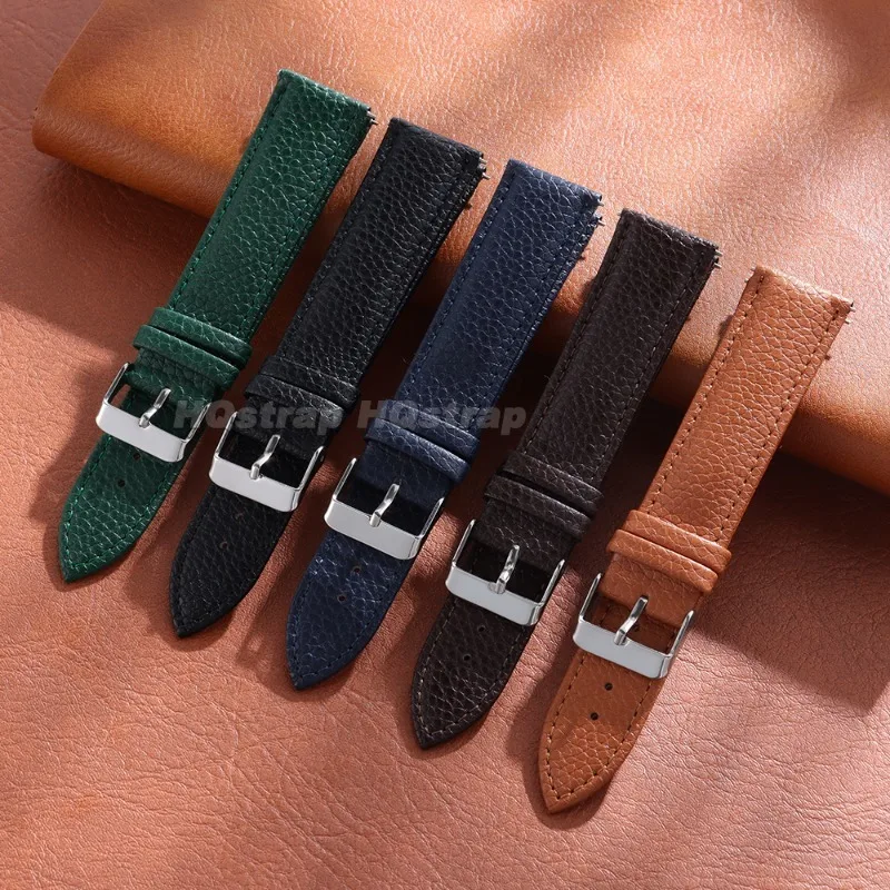 Litchi Grain Cowhide Watch Band 10mm 12mm 14mm 16mm 18mm 20mm22mm Vintage Leather Replacement Strap for Seiko for Omega Bracelet