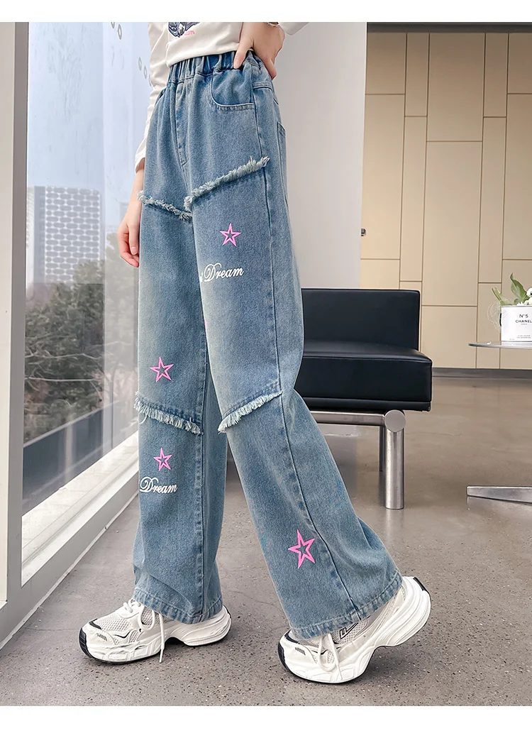 Süße Jeans für Mädchen, hochwertige gerade Slim-Jeans, Kinder Frühling Herbst Kinder-Denim-Hosen, lässiger Stil, Freizeithosen, Kleidung – Detail 4