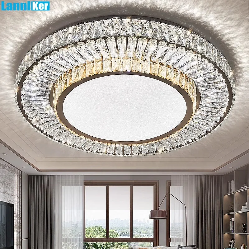 Modern Led Crystal Ceiling Lamp Remote Control Led Ceiling Light Luxury Home Decoration Ceiling Lighting Living Room Dining Room