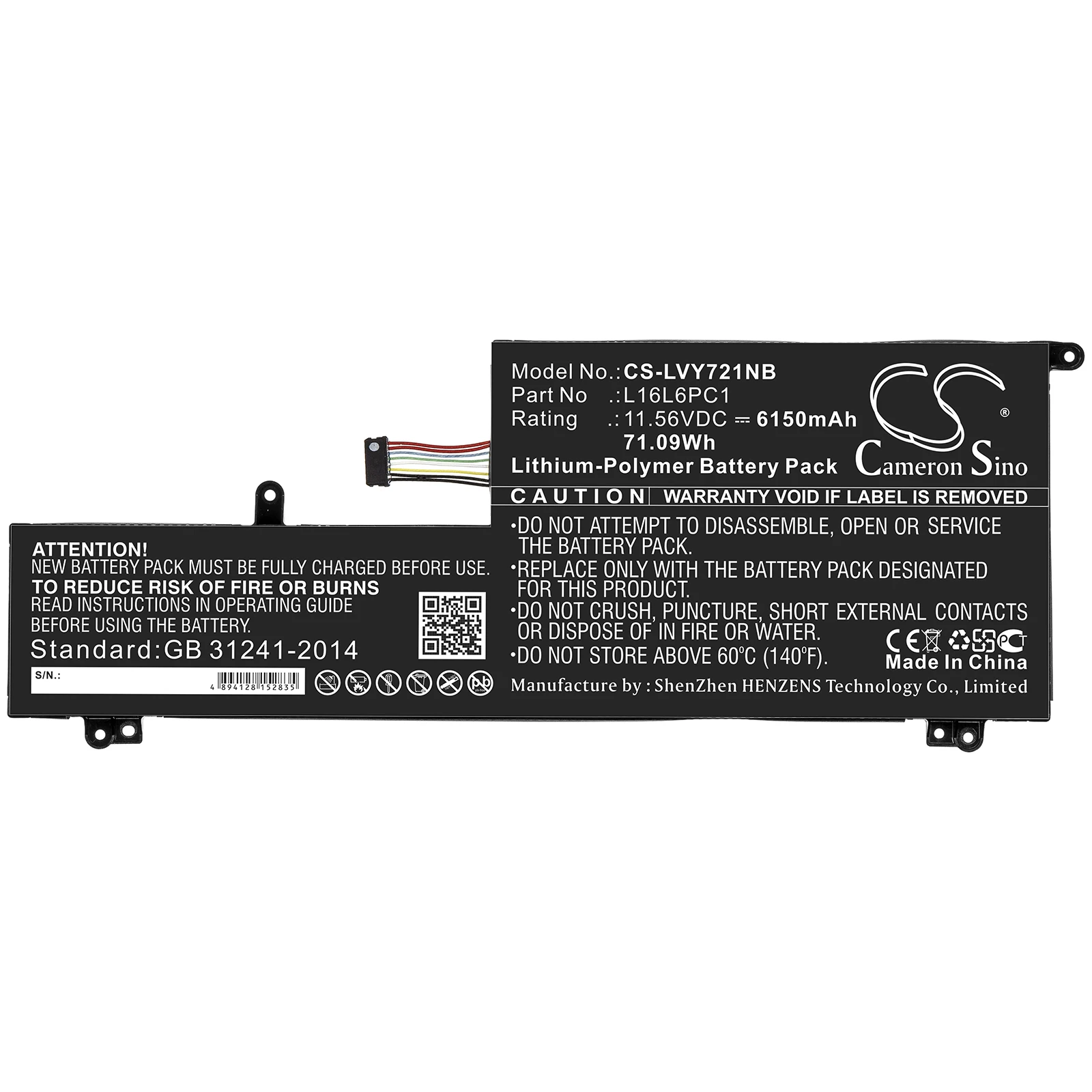 

Li-Polymer Notebook, Laptop Battery for Lenovo,11.56v,6150mAh,Yoga 720-15Ikb,Yoga 720-15IKB (80X70041GE),L16L6PC1,5B10M53743