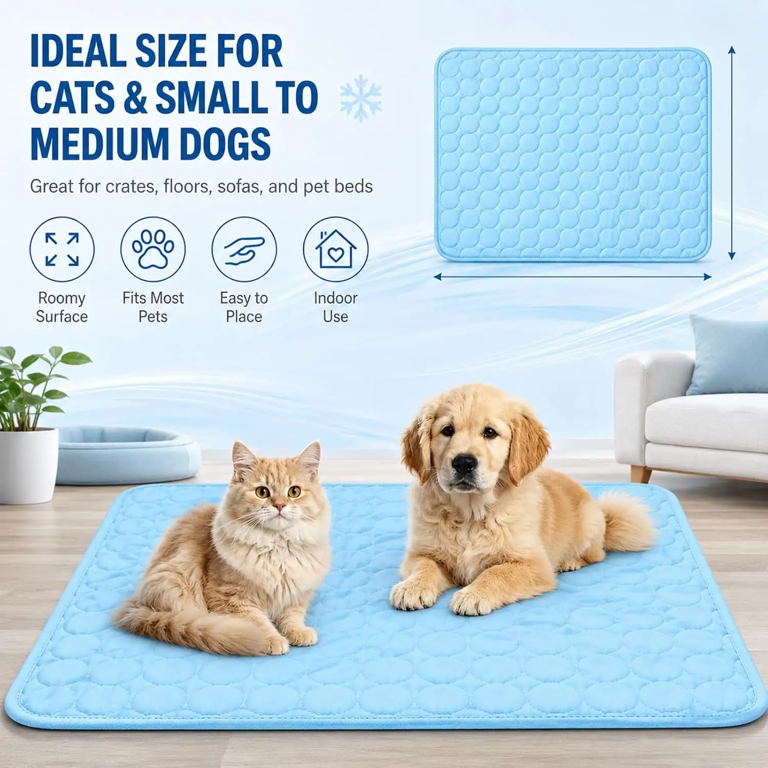 Pet Cooling Mat, Dog Cooling Mat, Washable, Portable Cat Beds for Indoor Cats for Summer (Random Color)