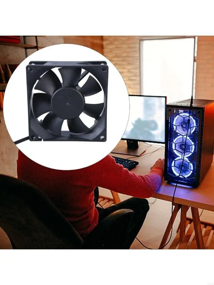 

H37B 12V 80x80x25mm CPU Cooling Fan Case Fan 8025 5.5x2.1mm PC Computer Fan Replacement Brushless Sleeve Bearing Quite