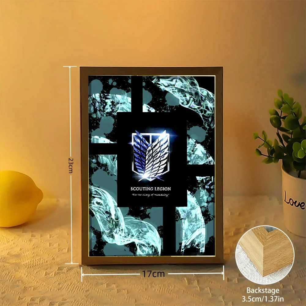 Anime Attack on Titan Night Light Painting Picture Frame Room Decor Home Wall Decorative Art For Bedroom Friends Gifts Moon Lamp