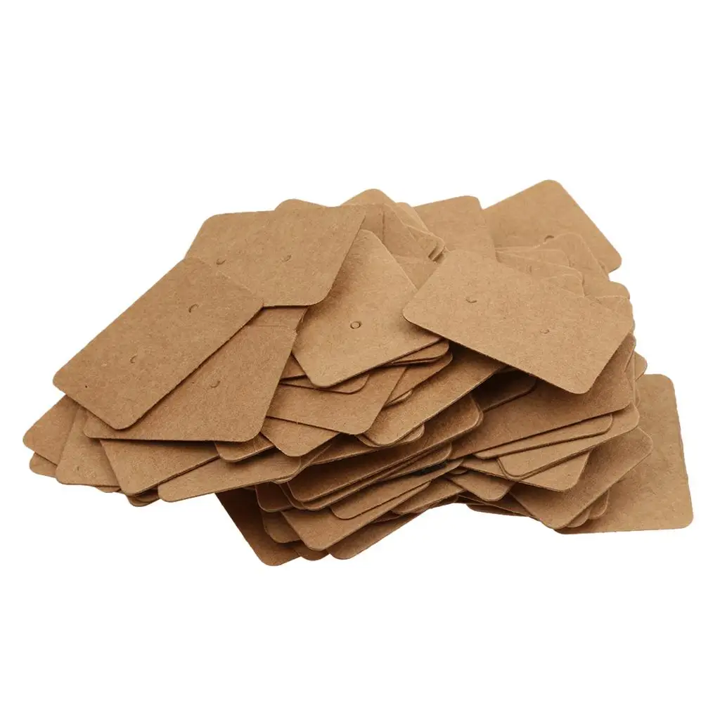 100 Pieces Wholesale Brown Hard Kraft Paper Studs Earring Display Cards Jewelry