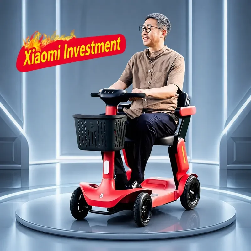Pippi Bear Scooter Small Red Car S3 Elderly Four Wheeled Electric Vehicle Foldable Portable Moped Electric Scooter