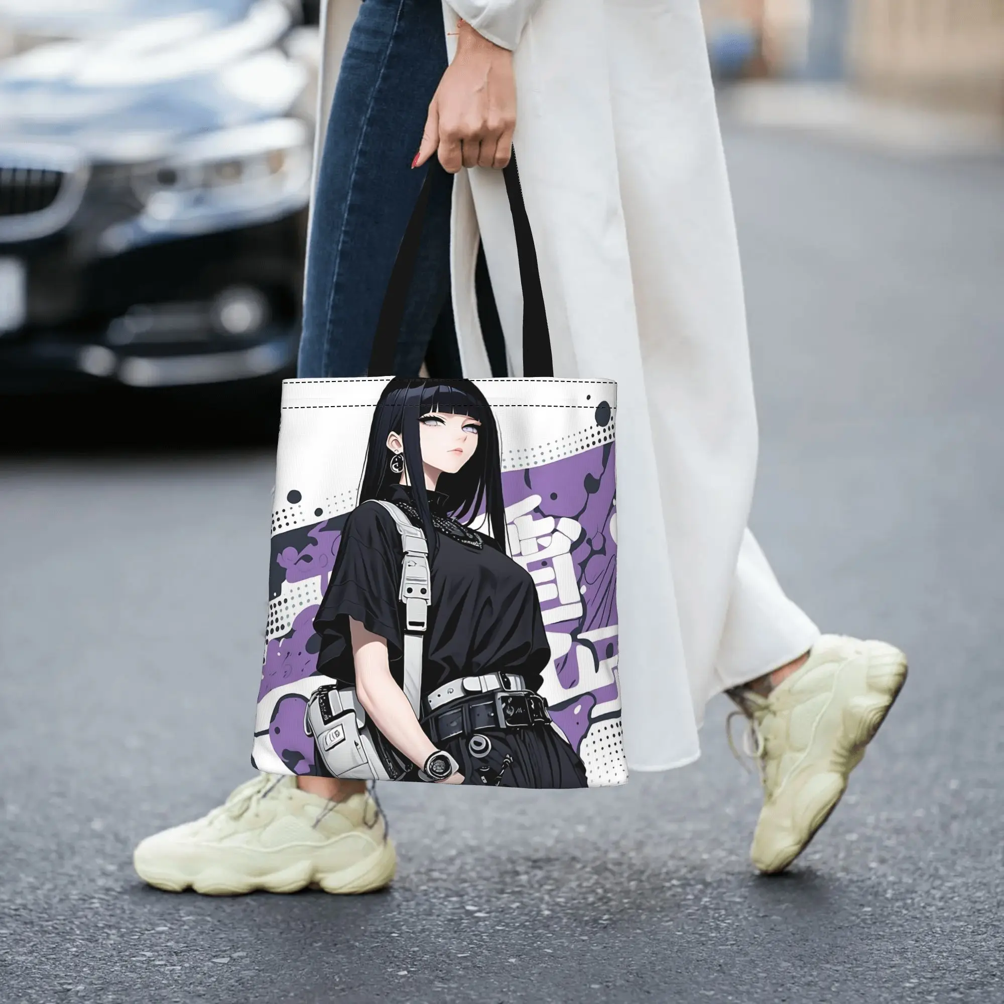 Customized Naruto Anime Theme Women's Bag Shopping Bag Reusable Double Sided Canvas Tote Bag Shoulder  Handbag