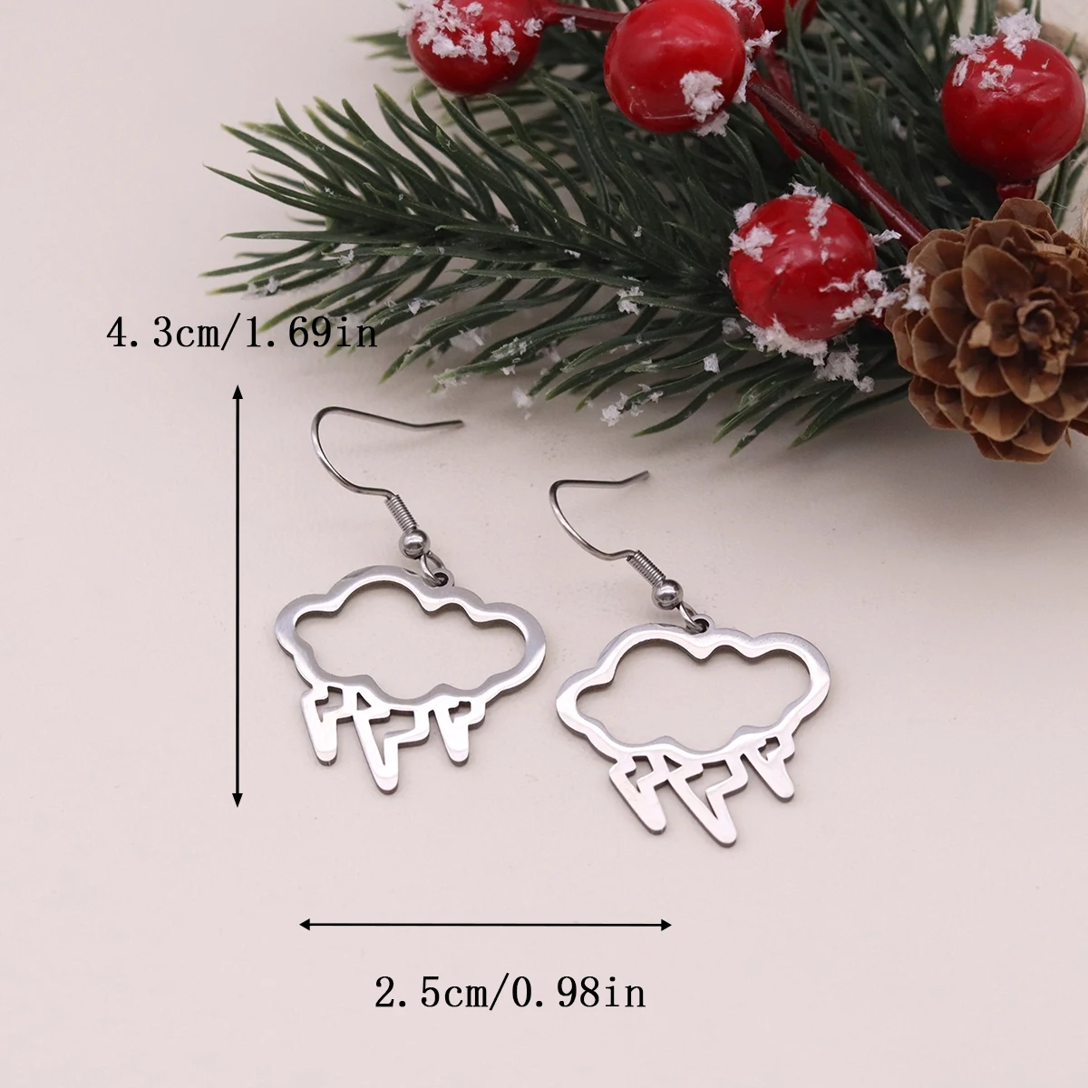 Kinitial Cloud Lightning Drop Earrings For Women Gold Color Stainless Steel Dangle Earrings Weather Jewelry