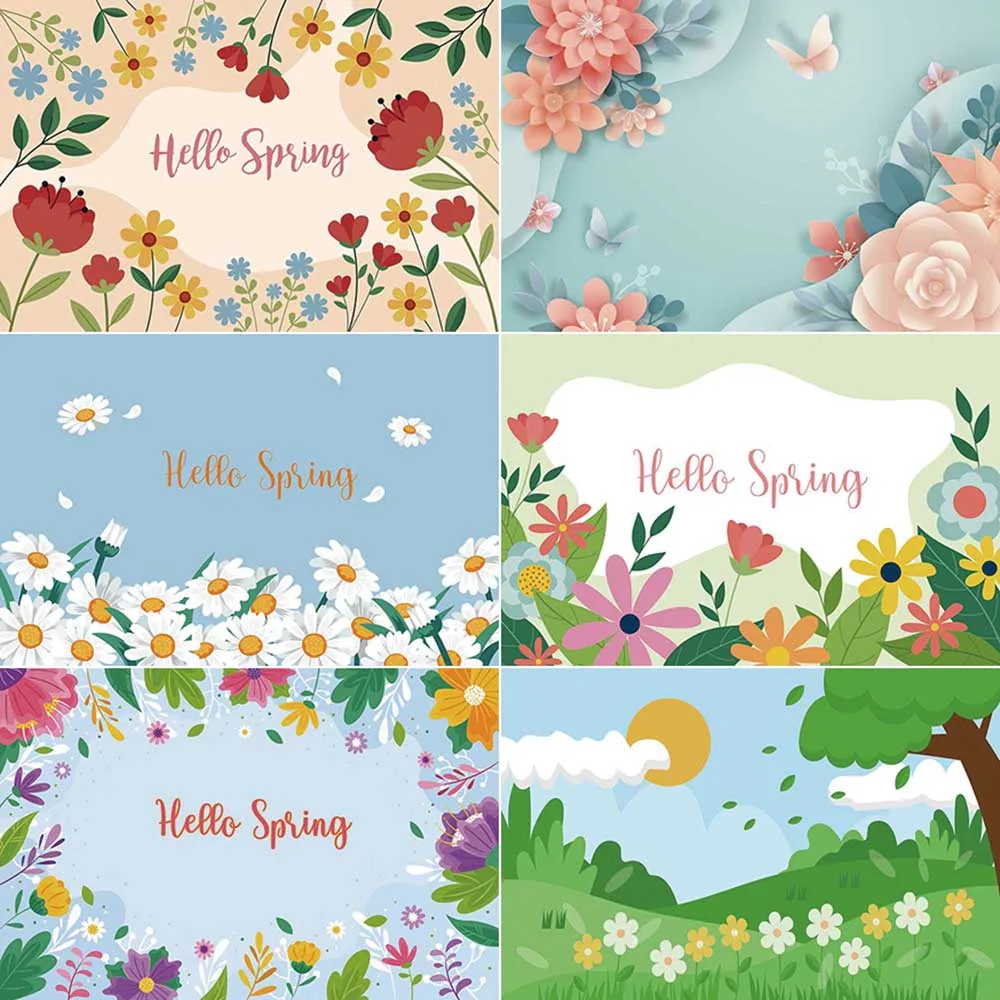 MOON.QG Natural Spring Photography Backdrop Flower Natural Scene Rural Landscape Photozone Background Children Studio Photobooth