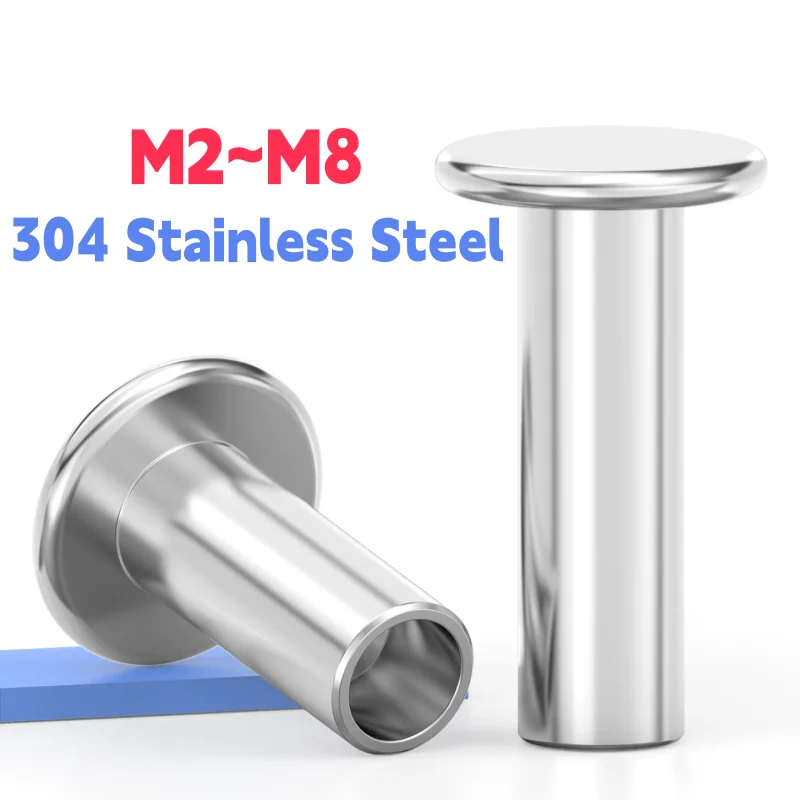 304 Stainless Steel M2 M2.5 M3 M4 M5 M6 M8 Flat Head Semi Hollow Rivets Truss Head Semi-hollow Rivet Semi-tubular Shanks