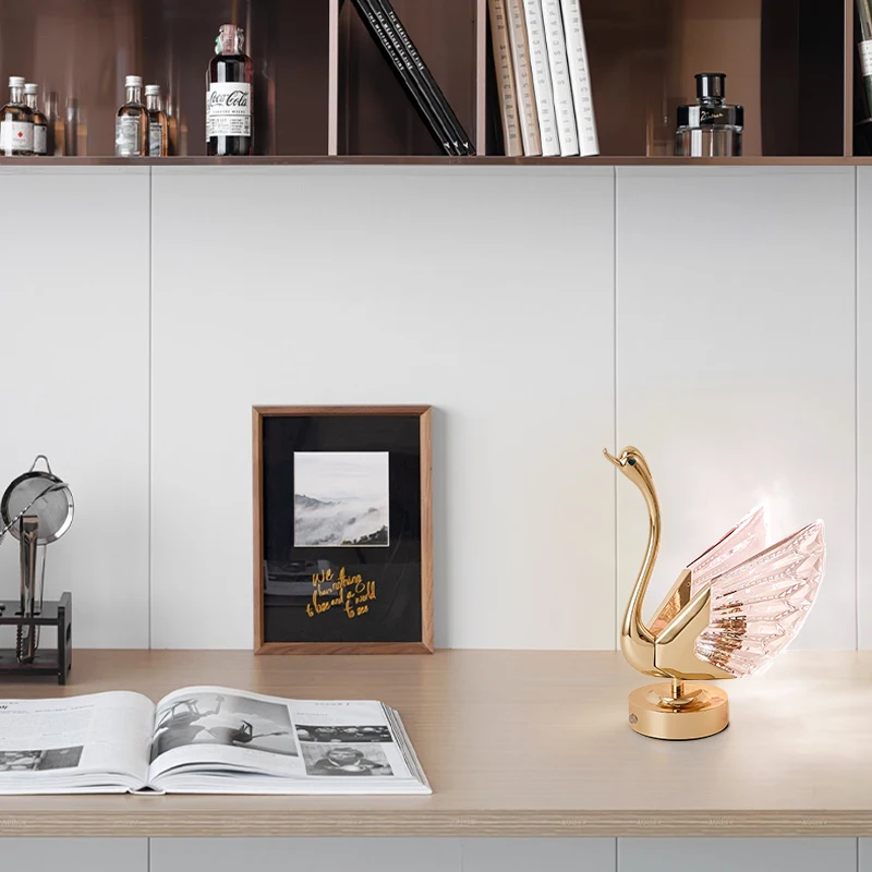AFRA Modern LED Swan Rechargeable Table Lamp Creative Design Desk Light Decor For Home Living Room
