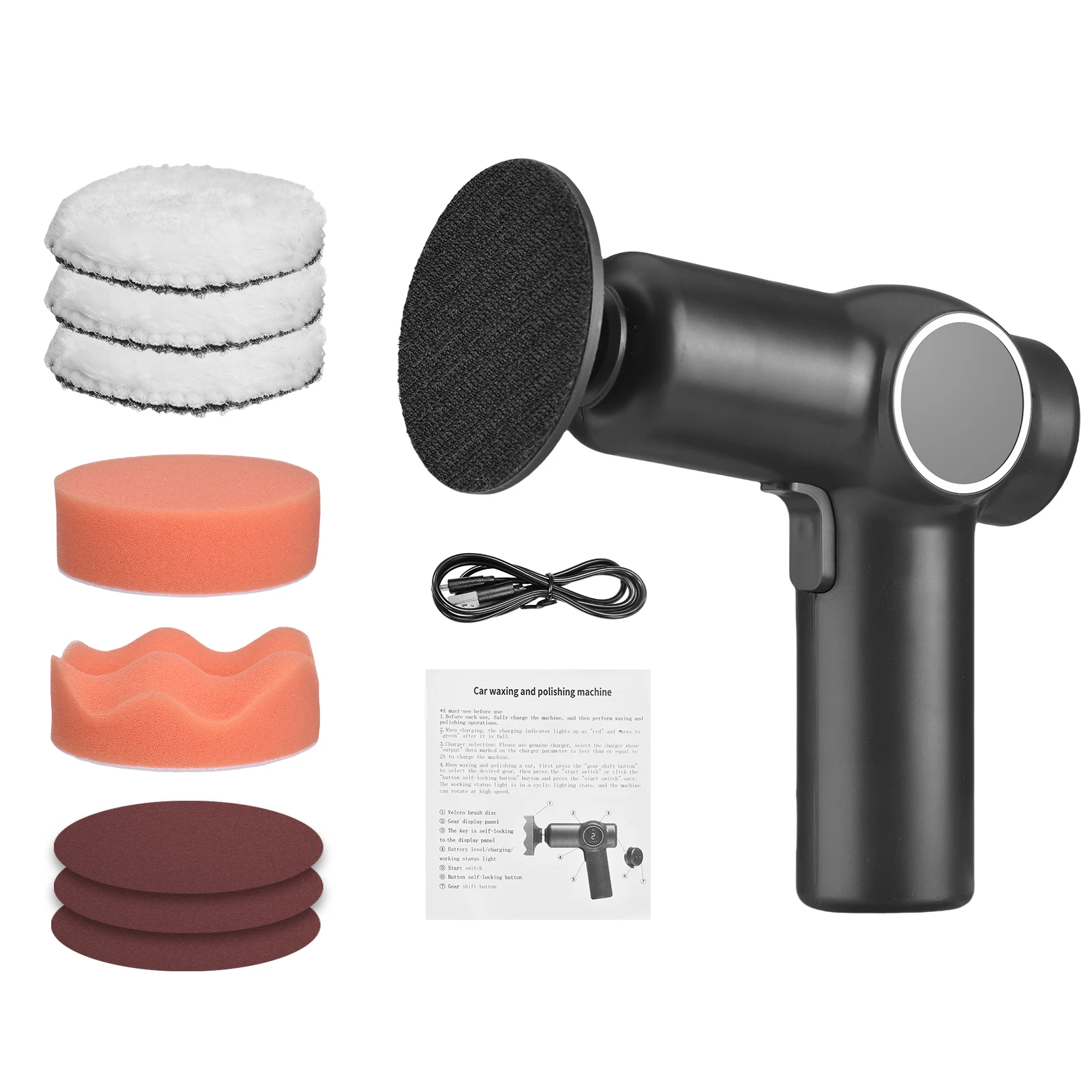 

Cordless Eccentric Car Polisher with LCD Screen Electric Auto Polishing Machine Metal Waxing Wood Grinding Rust Removal Tool