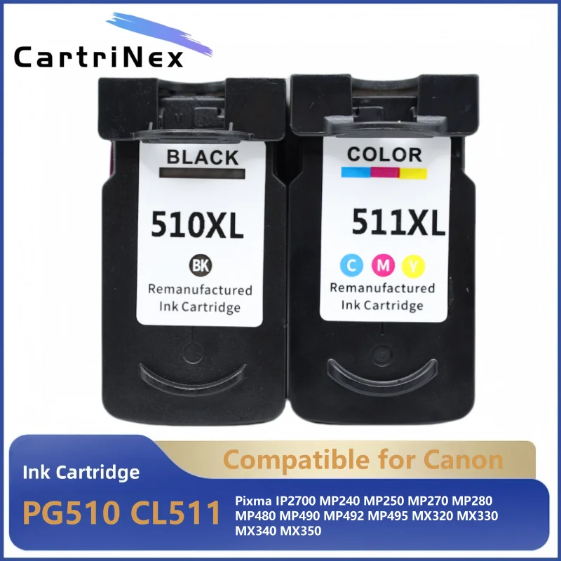Cartouche d'encre pour imprimante Canon PG510 CL511 510XL 511XL pour PG-510 CL-511 Pixma IP2700 MP240 MP250 MP270 MP280 MP480 MP490 MP492
