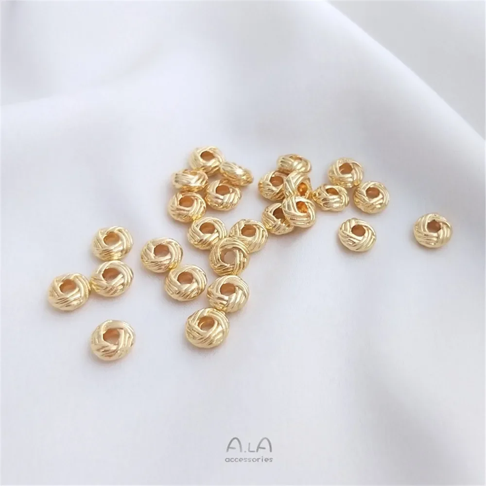 

14K Gold Plated Pineapple knot loose bead 3x6mm coil divider handmade DIY bracelet head accessories