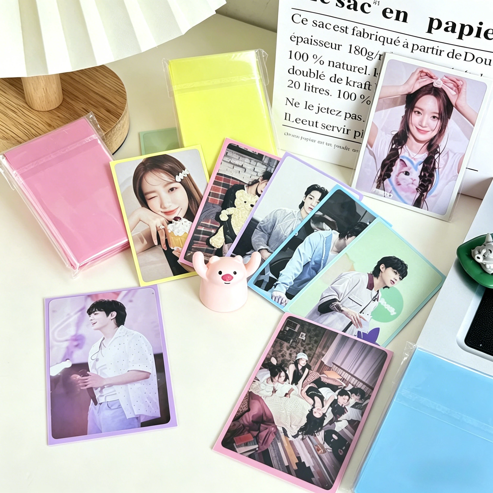 50pcs Holo Card Sleeves 61x91mm Macaron Color Kpop Holder For Postcards Films Game Cards Photocard Protector Film Album Binder view 2