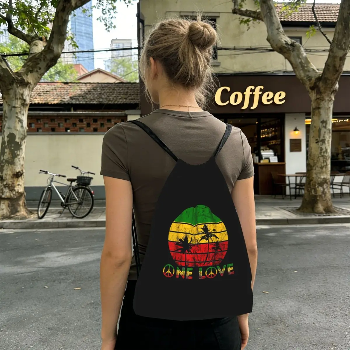 Harajuku Vintage Style Arts Bob Marley One Love Backpacks Multi-function Drawstring Bags Sports Bag Book Bags