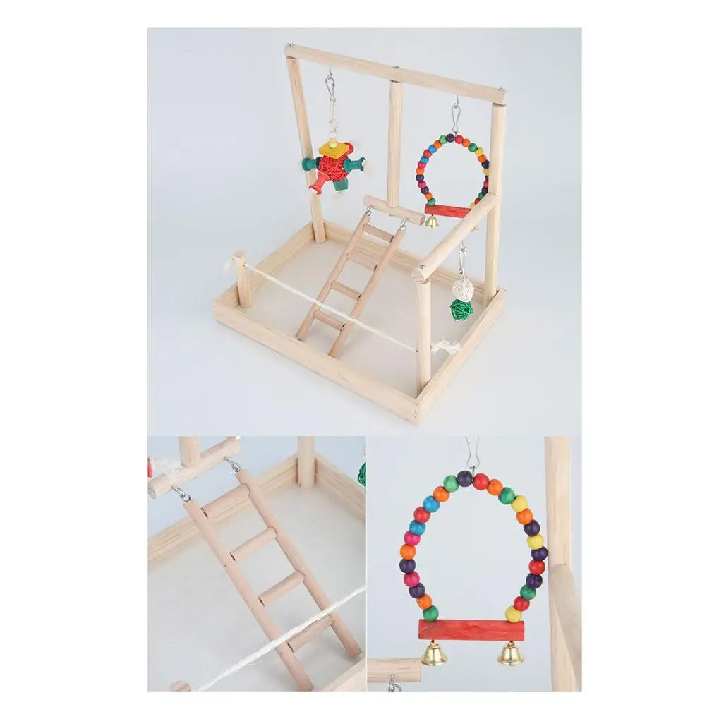 

Bird Wooden Standing Rack Parrot Activity Toy Training Stand Pole Toy Parrot Playing Stand (Self-assembly)