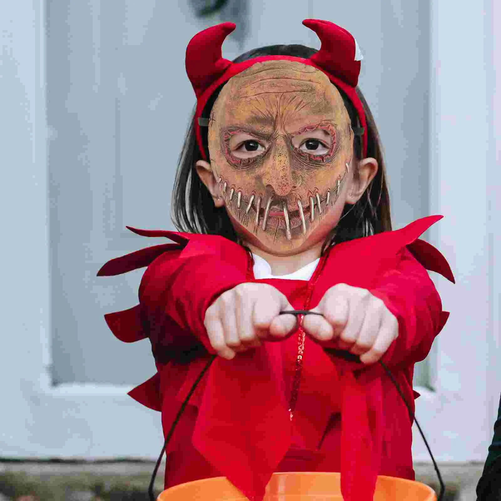 Máscara de cabeza espeluznante para Halloween, vestido de fiesta, máscara de miedo