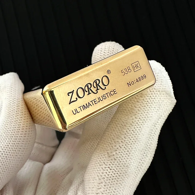 ZORRO Genuine Domestic 538 Narrow Machine Small Armor Square Head Thickened Brass Kerosene Lighter Gadgets Smoking Accessories