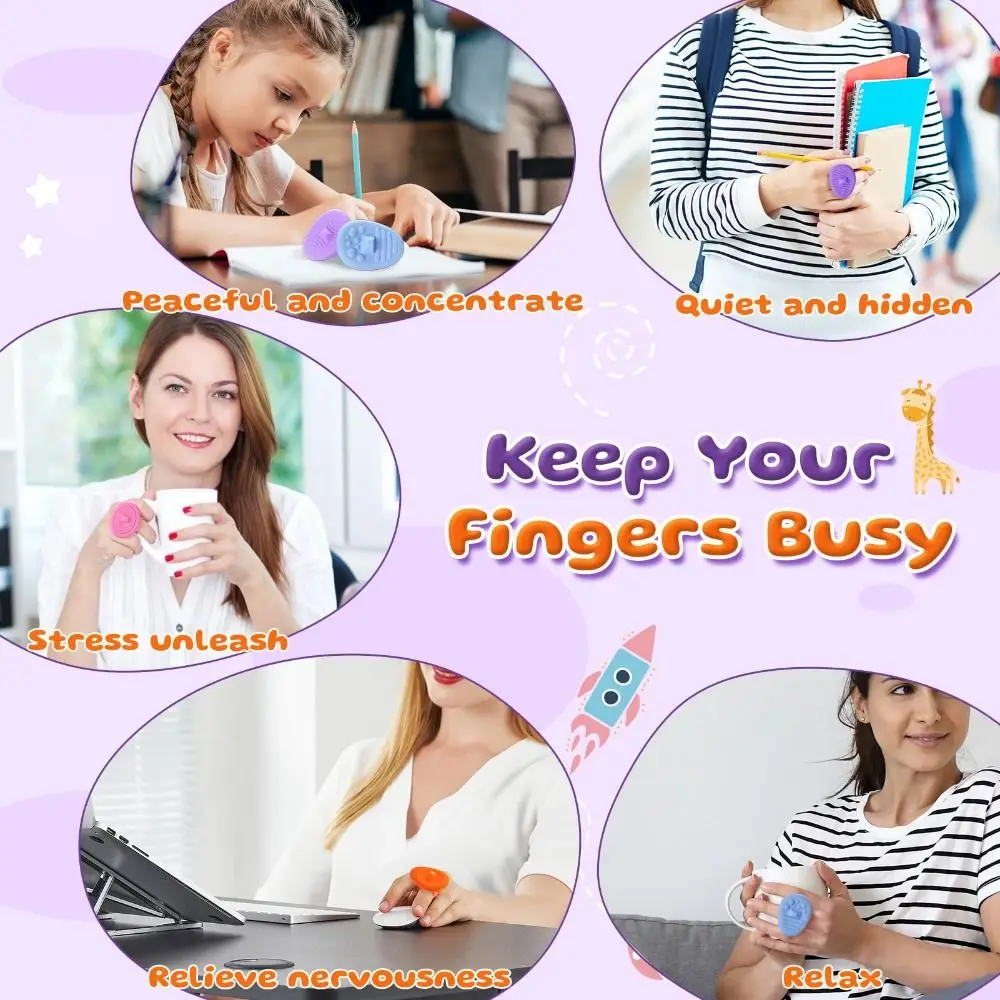4 قطعة/المجموعة سيليكون الحسية تململ تخفيف القلق خفيفة الوزن تململ حلقة اضغط على الصوت لعبة تخفيف التوتر لالتوحد إضافة ADHD #5