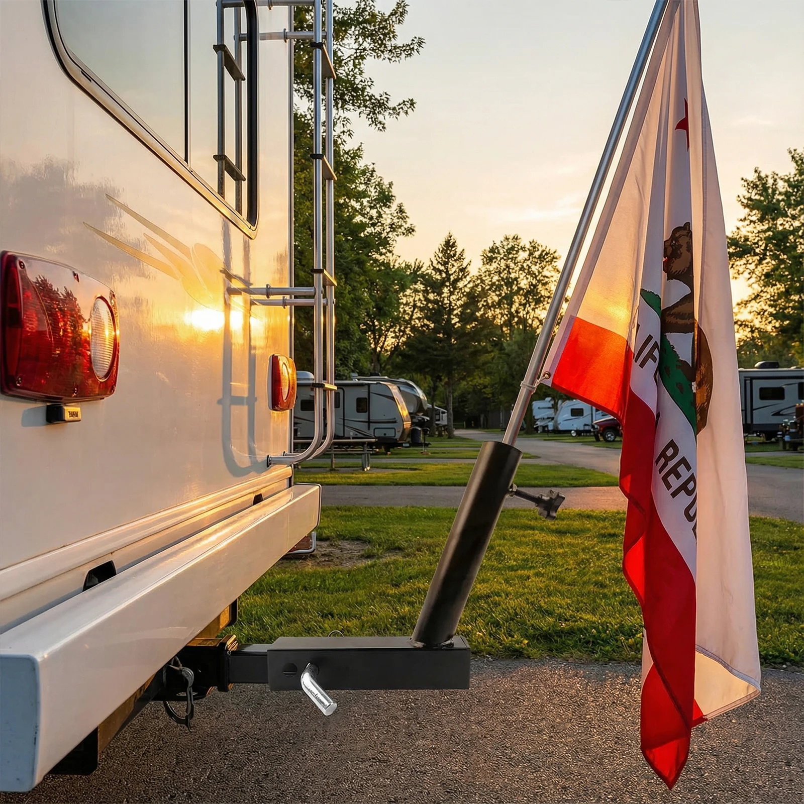 

Trailer Bumper Flagpole Holder Wear Resist Vehicle Rear Flag Pole Mounting Bracket Multi-Purpose For SUV RV Pickup Car Truck