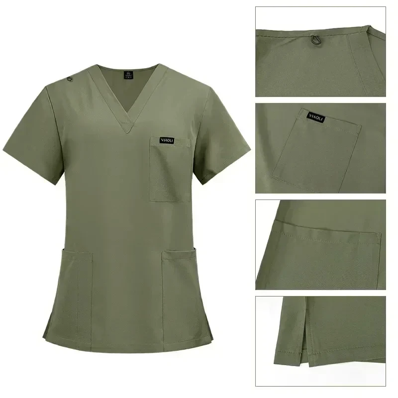 Hospital Work Uniforms Men's And Women's Quick-Drying Short-Sleeved Surgical Oral Nurse Medical Gowns