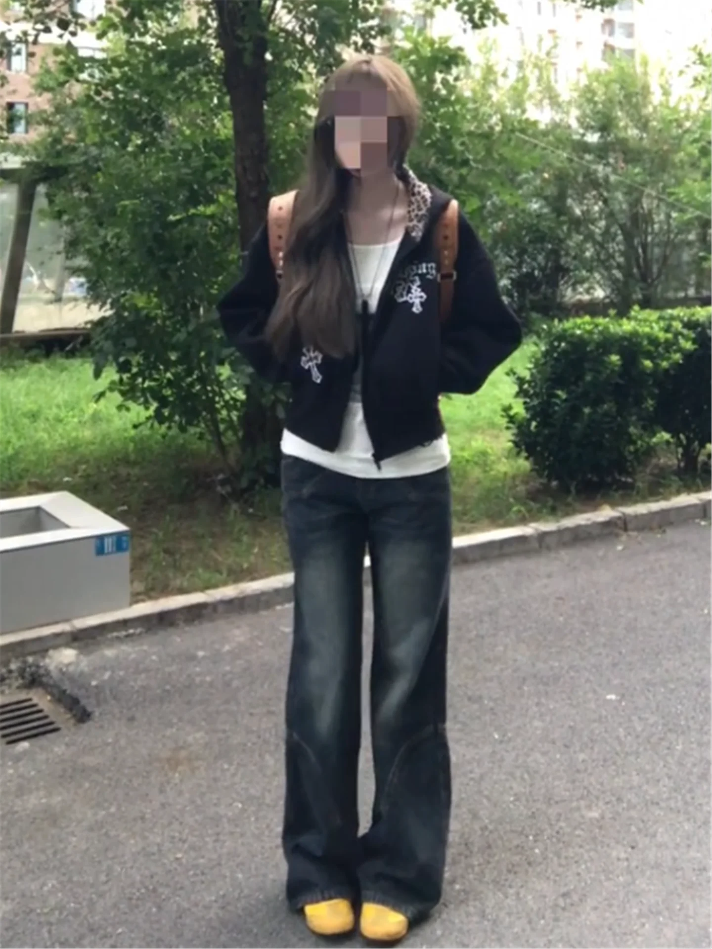 

Retro American Street Wide Leg Denim Jeans High Waist Loose Slim Lengthened Straight Casual Pants for Taller Women Spring