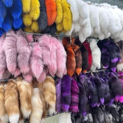 Natural Fox Fur Tail Keychain Furry 2024 cHIC y2k Beautiful Accesory Length 40Cm Car Keychain For Women Fluffy Key Chain