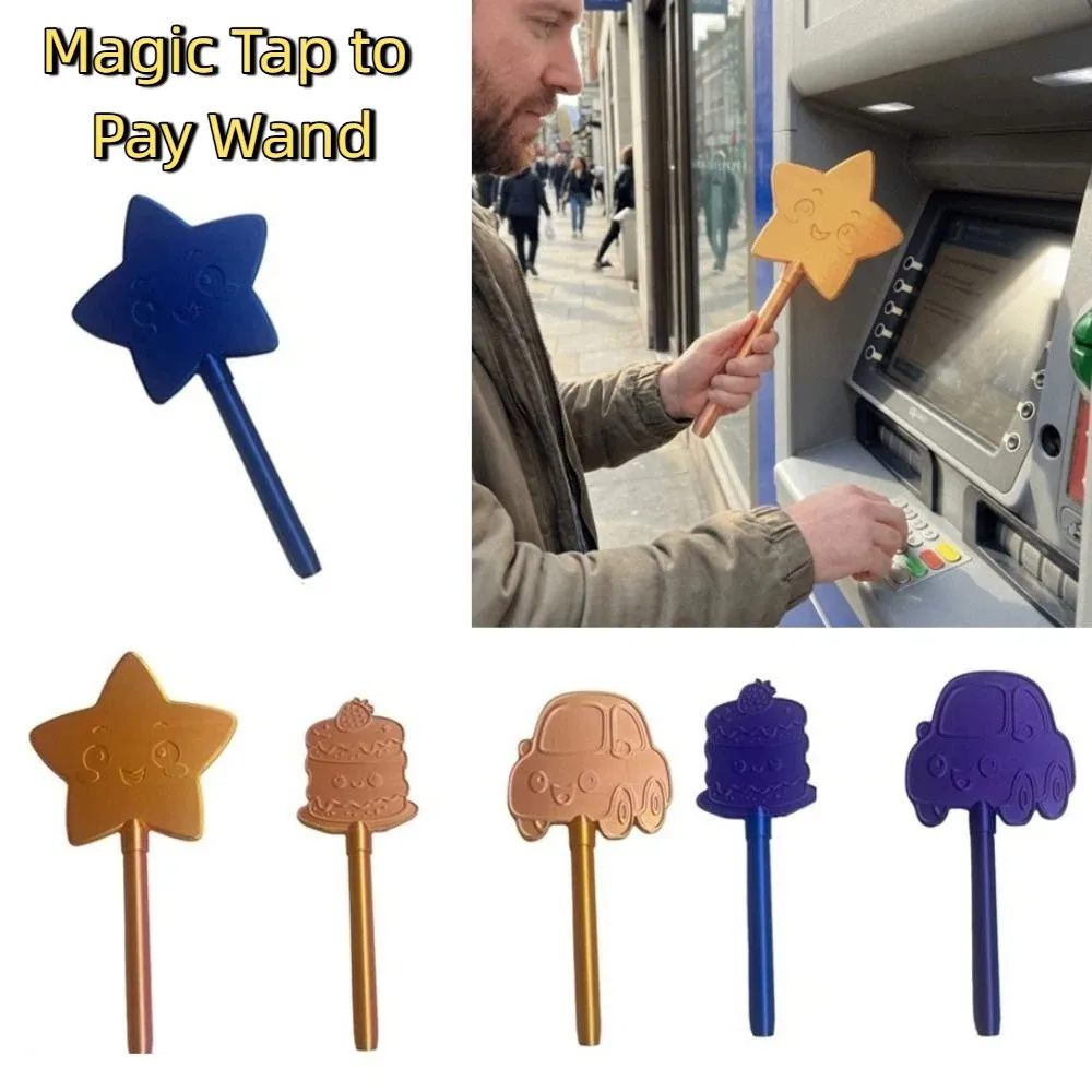 porta-cartoes-decorativo-leve-e-portatil-em-formato-de-varinha-estrela-impresso-em-3d-com-funcao-tap-to-pay-design-fofo-e-divertido-para-cartoes-de-credito-contactless