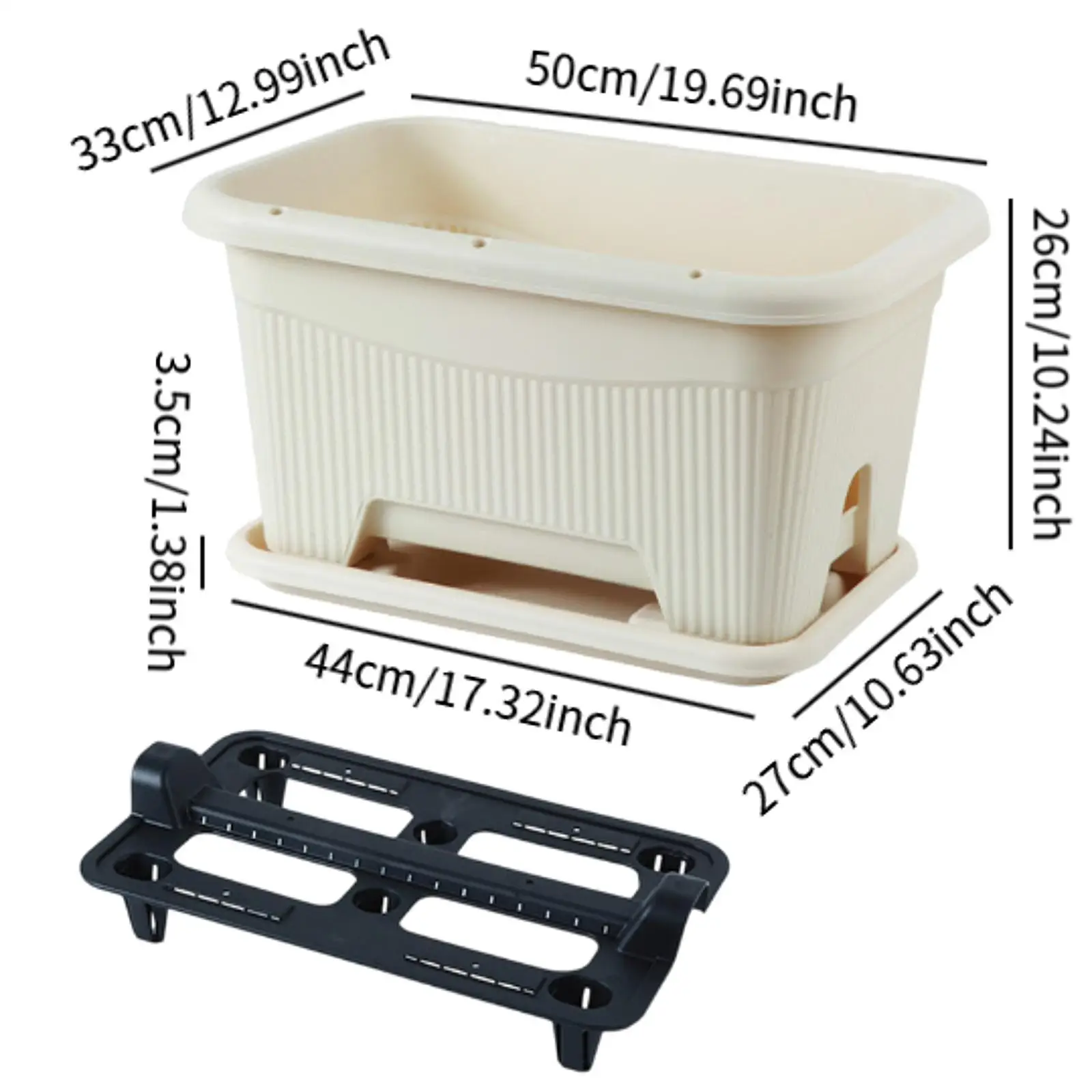 Garden Flower Plant Pot Multifunction Large Capacity W/ Removable Tray Flower Planter for Porch Balcony Home Décor Household
