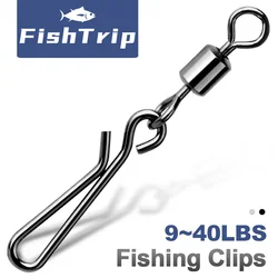 FishTrip Rolling Swivel with Clips Snap Fishing Swivel Snap with Carabiner Stainless Steel Fishing Connector