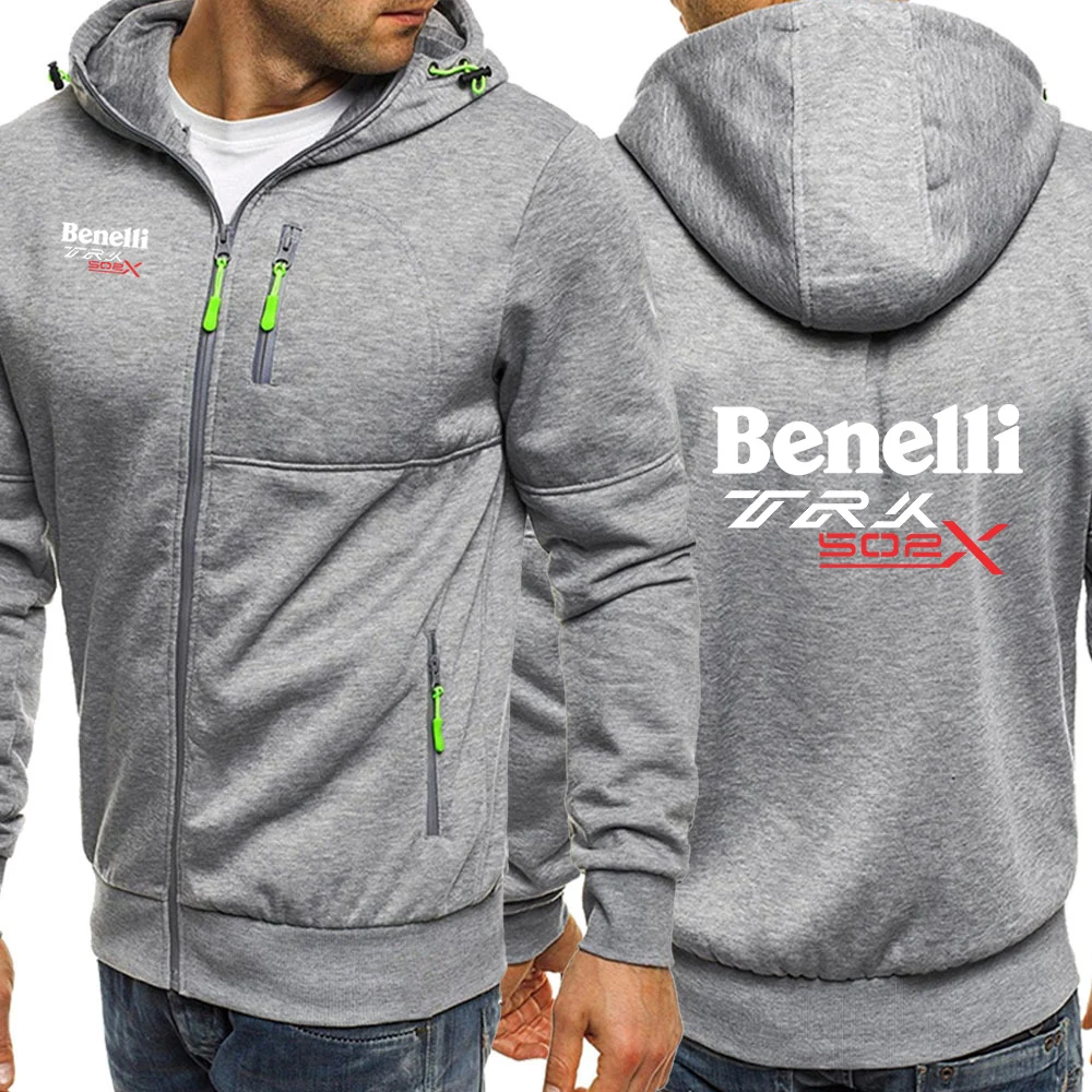 2025 primavera e outono marca de moda masculina zíper com capuz jaqueta casaco benelli trk 502x logotipo da motocicleta impressão cardigan hoodies