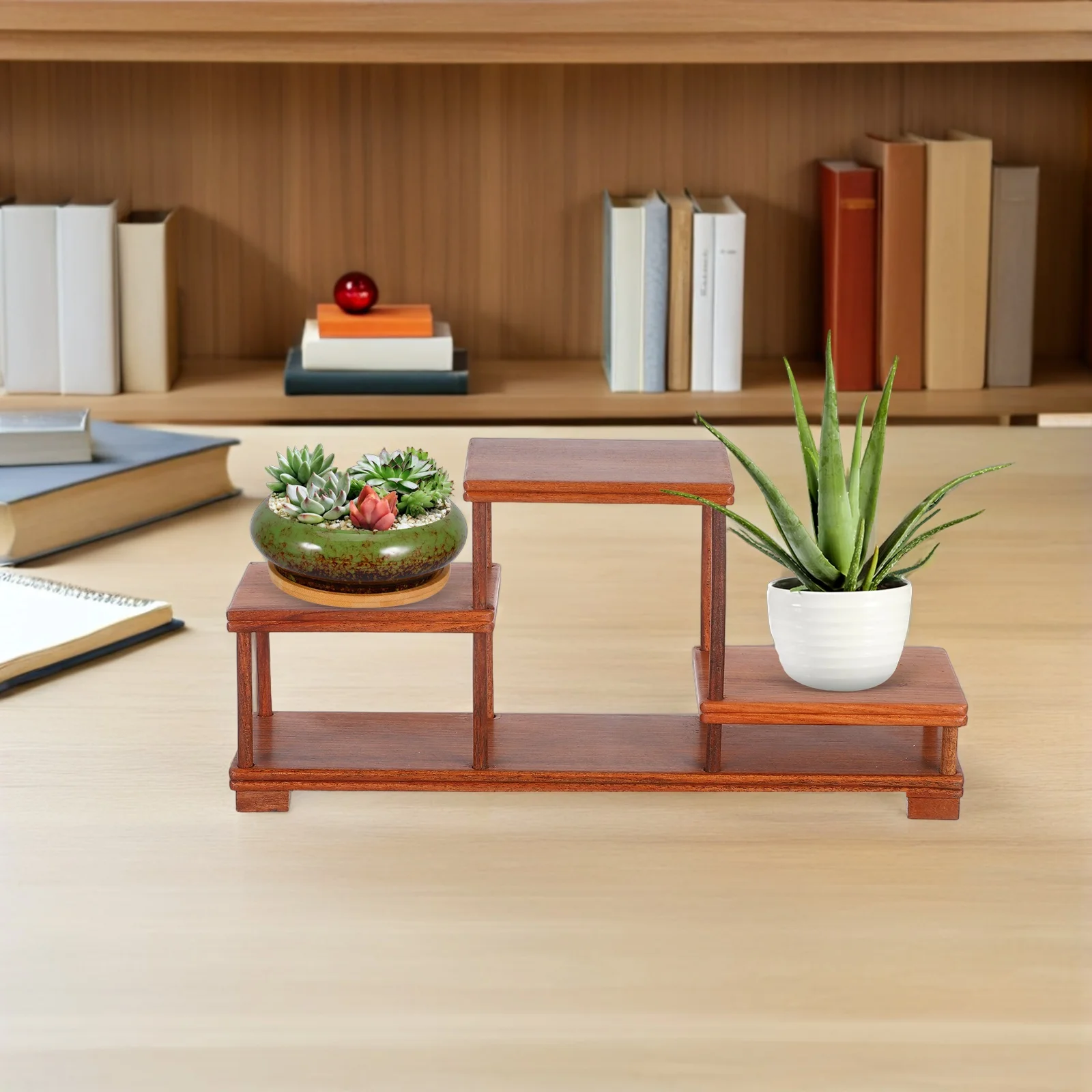 

Miniature Bonsai Stand Fish Bowl Base Vase Holder Wood Display Pedestal Red Sandalwood Flower Pot