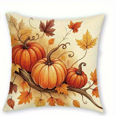ديكور المنزل الخريف تحت عنوان الثعلب والقرع والفانوس والفطر وسادة تغطي نمط غطاء الوسادة مناسبة لسيارة غرفة نوم أريكة
