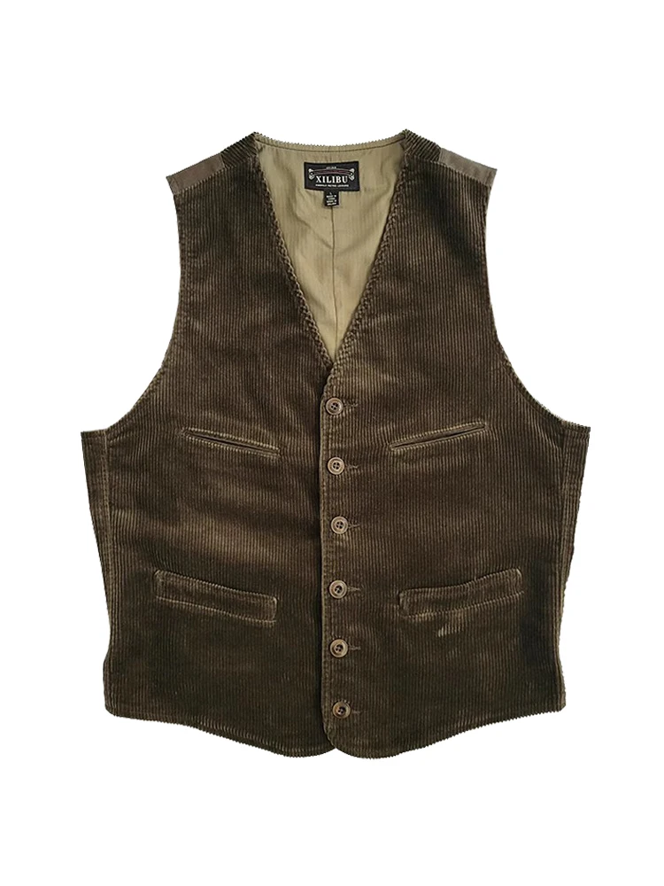 

Men's Amekaji Wear Clothes American Retro Corduroy Vest Waistcoat Niche Good Quality