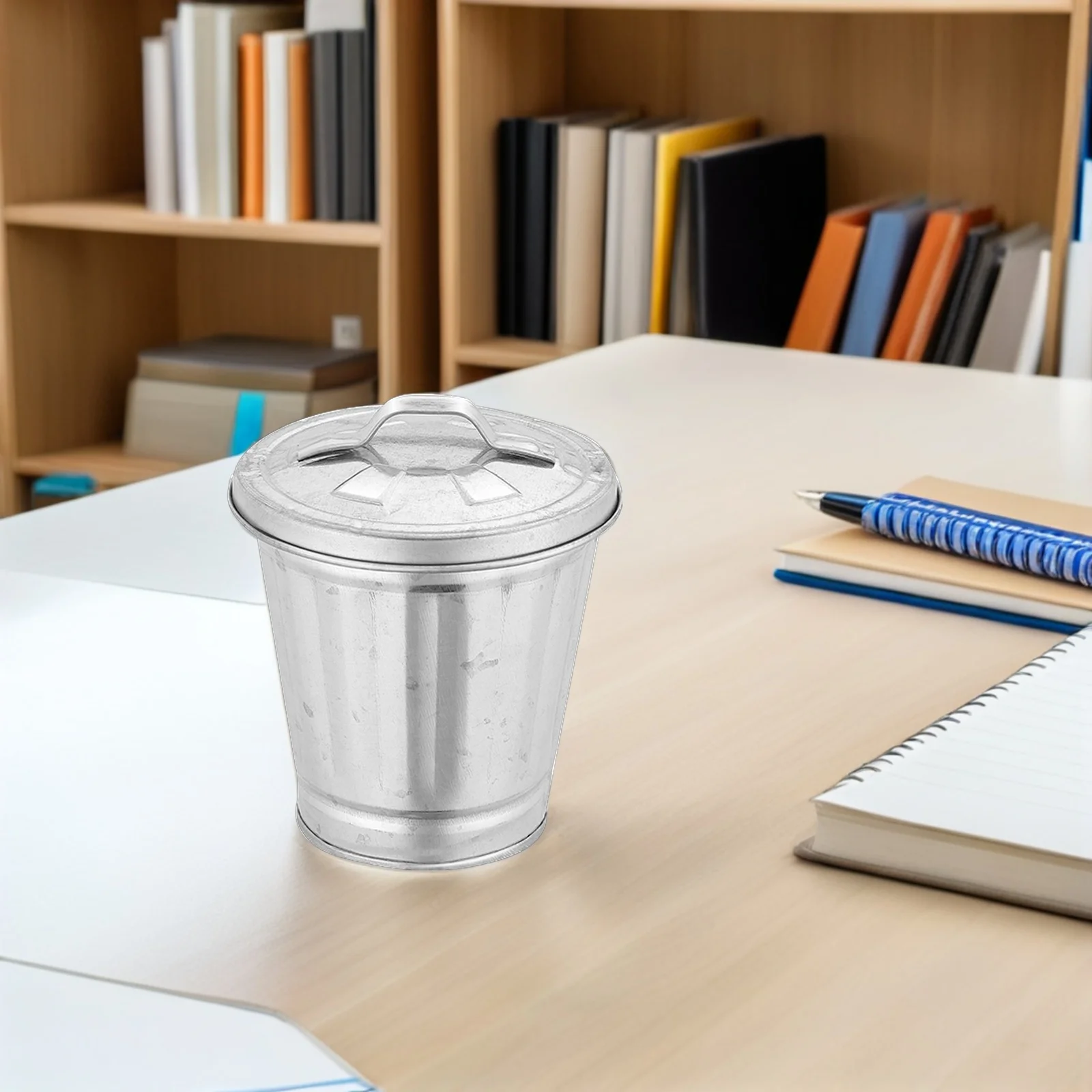 

3pcs Mini Desktop Trash Can Flowerpot Metal Waste Bin 9.5X9X9Cm Garbage Storage Holder For Home Office Dorm Lightweight