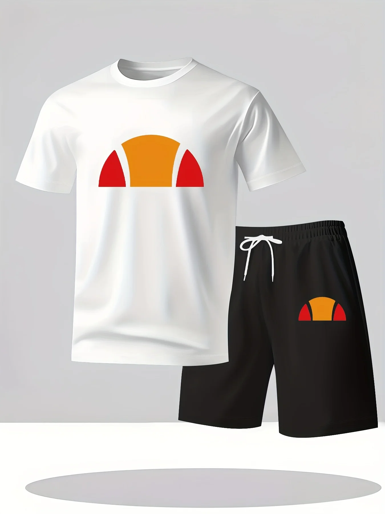 

2025 New Men's 2 Piece Casual Short Sleeve Shorts, Urban Fashion Shorts, Men's Seagull Logo Printed Chandelier Suits