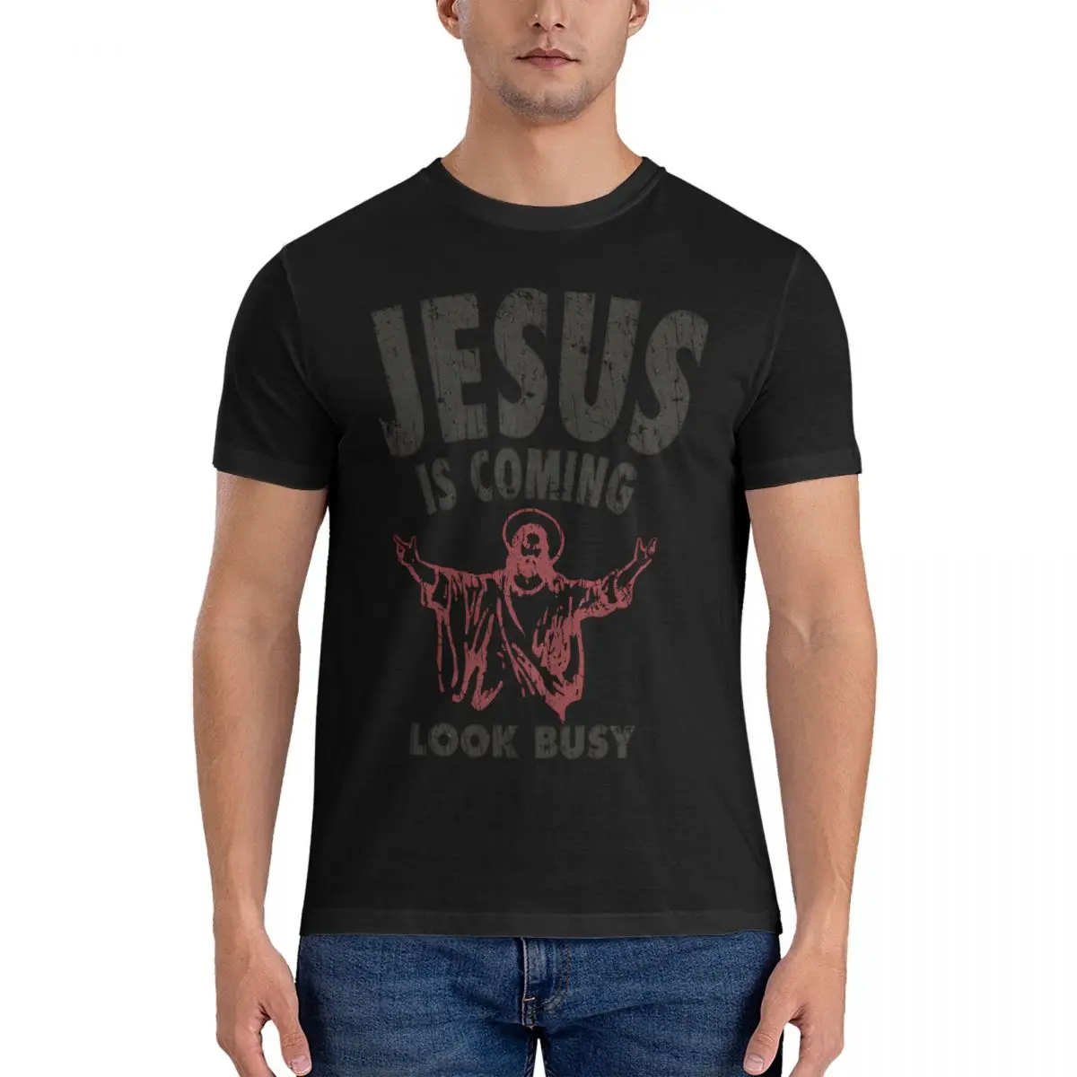 Logo Men T Shirt J-Jesus Novelty Tee Shirt Short Sleeve Round Collar T-Shirts Cotton Adult Clothing